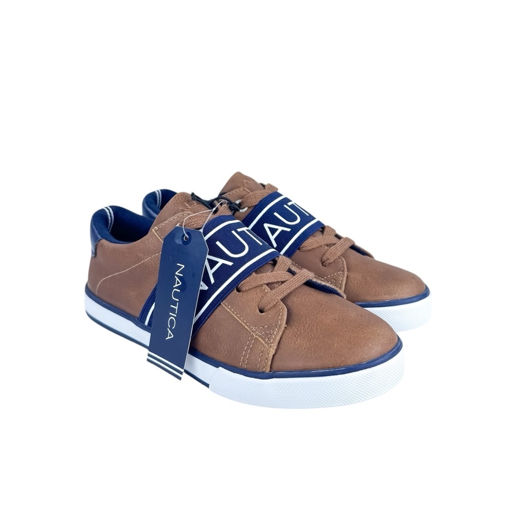 Nautica Spinnaker Brown Leather Boat Shoes Boys Size 2